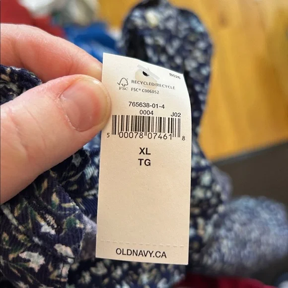Old Navy Oversized Ditsy-Floral Corduroy Tie-Sleeve Top Size XL - Picture 8 of 8
